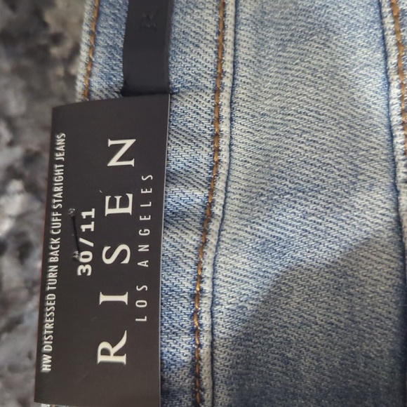 NWT RISEN HIGH WAISTED TURN BACK CUFF/UNCUFFED STRAIGHT JEANS SIZE 30/11 - Picture 5 of 7
